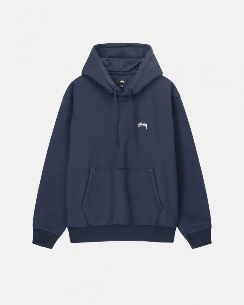 Stussy Overdyed Stock Logo Hoodie Moški Pulover s Kapuco Temno Modre Slovenija | UBI-4676