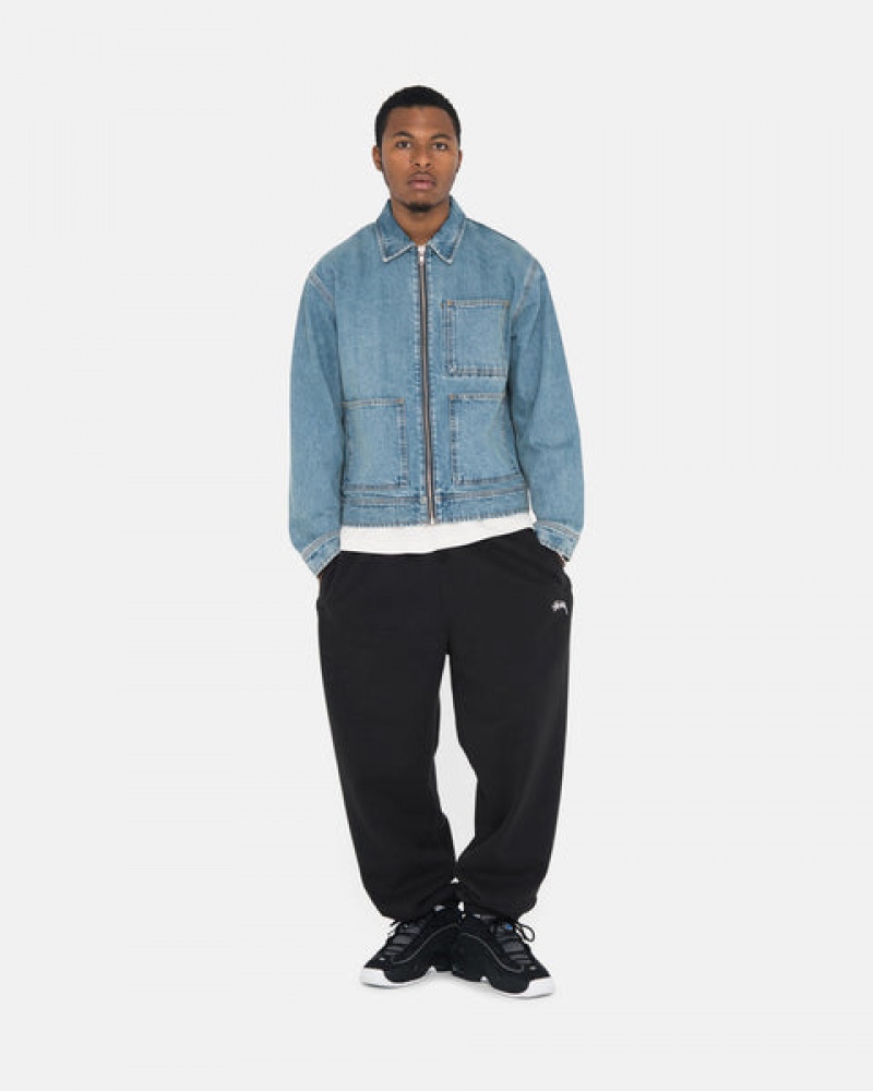 Stussy Overdyed Stock Logo Sweatpant Moški Trenirke Črne Slovenija | PFA-8425