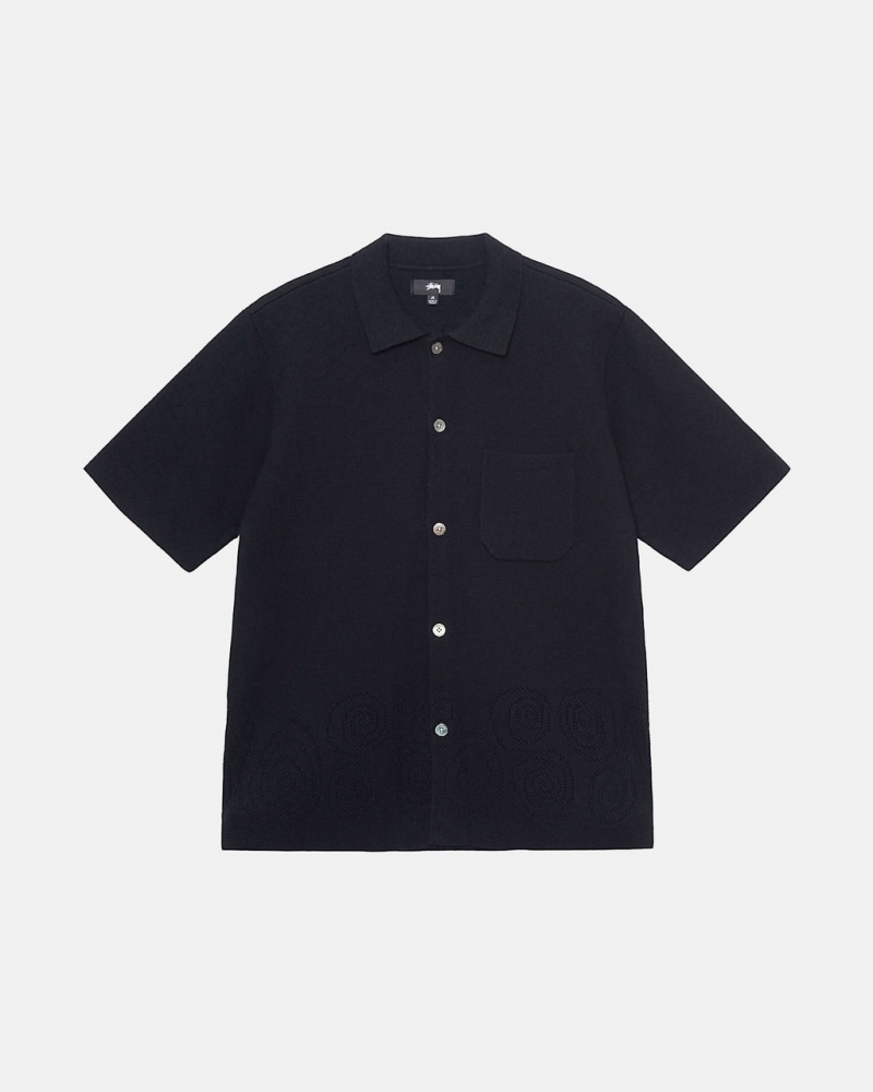 Stussy Perforated Swirl Knit Shirt Moški Srajce Črne Slovenija | OKO-2978