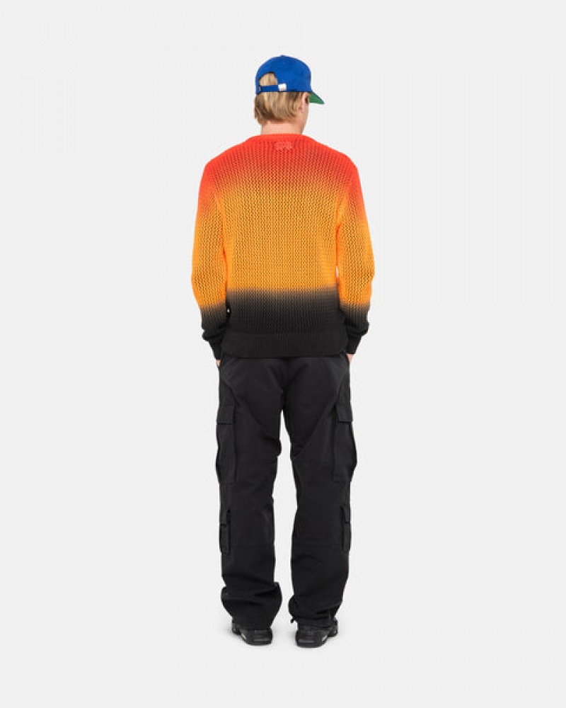 Stussy Pigment Dyed Loose Gauge Knit Sweater Moški Puloverji Črne Rdeče Slovenija | NQG-5229