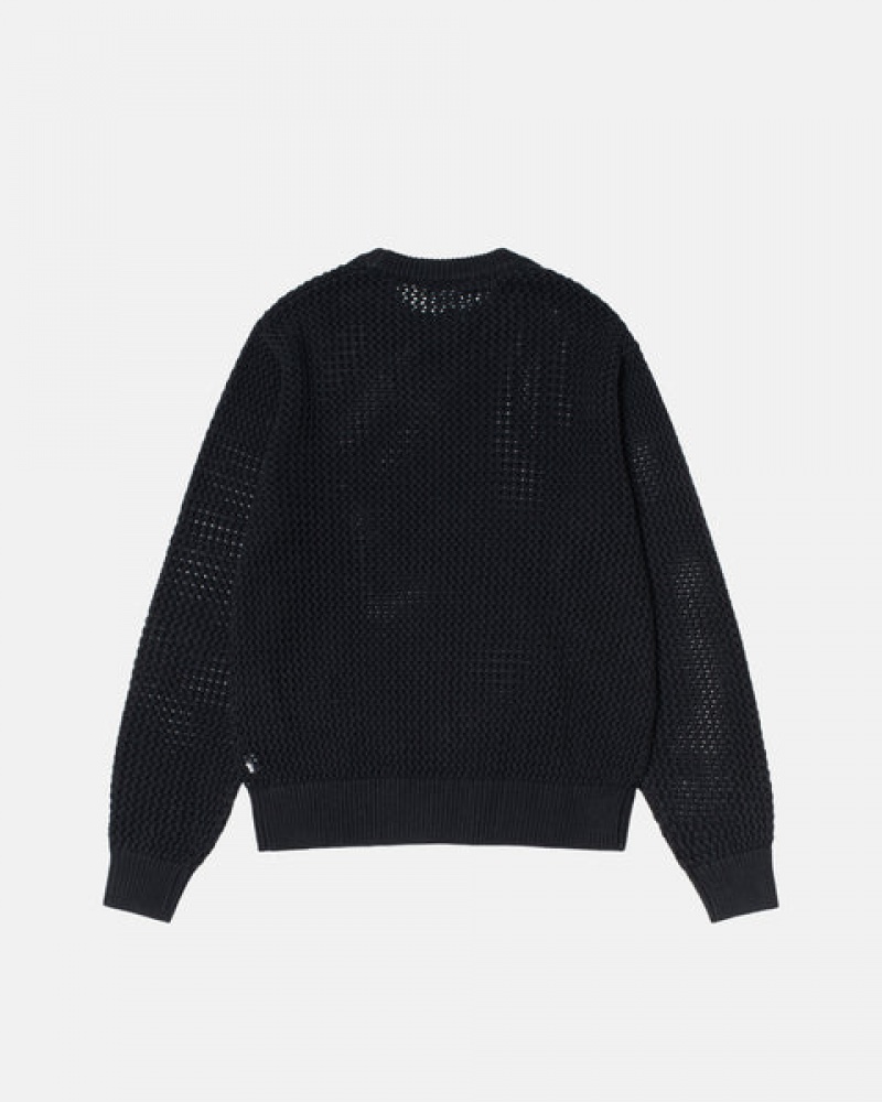 Stussy Pigment Dyed Loose Gauge Knit Sweater Ženski Puloverji Črne Slovenija | LJC-4430