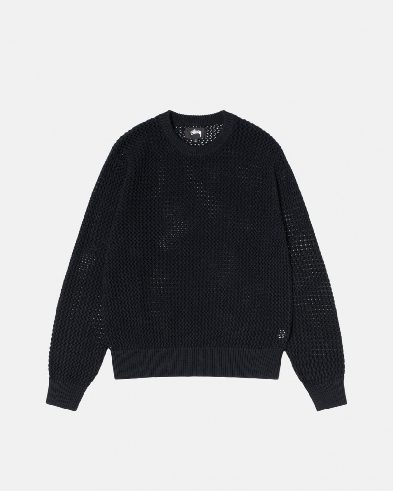 Stussy Pigment Dyed Loose Gauge Knit Sweater Ženski Puloverji Črne Slovenija | LJC-4430