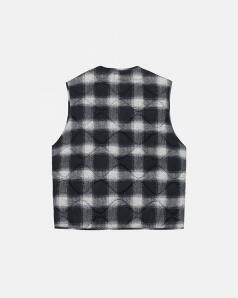 Stussy Plaid Najlon Liner Vest Moški Telovnik Črne Slovenija | SRJ-3032