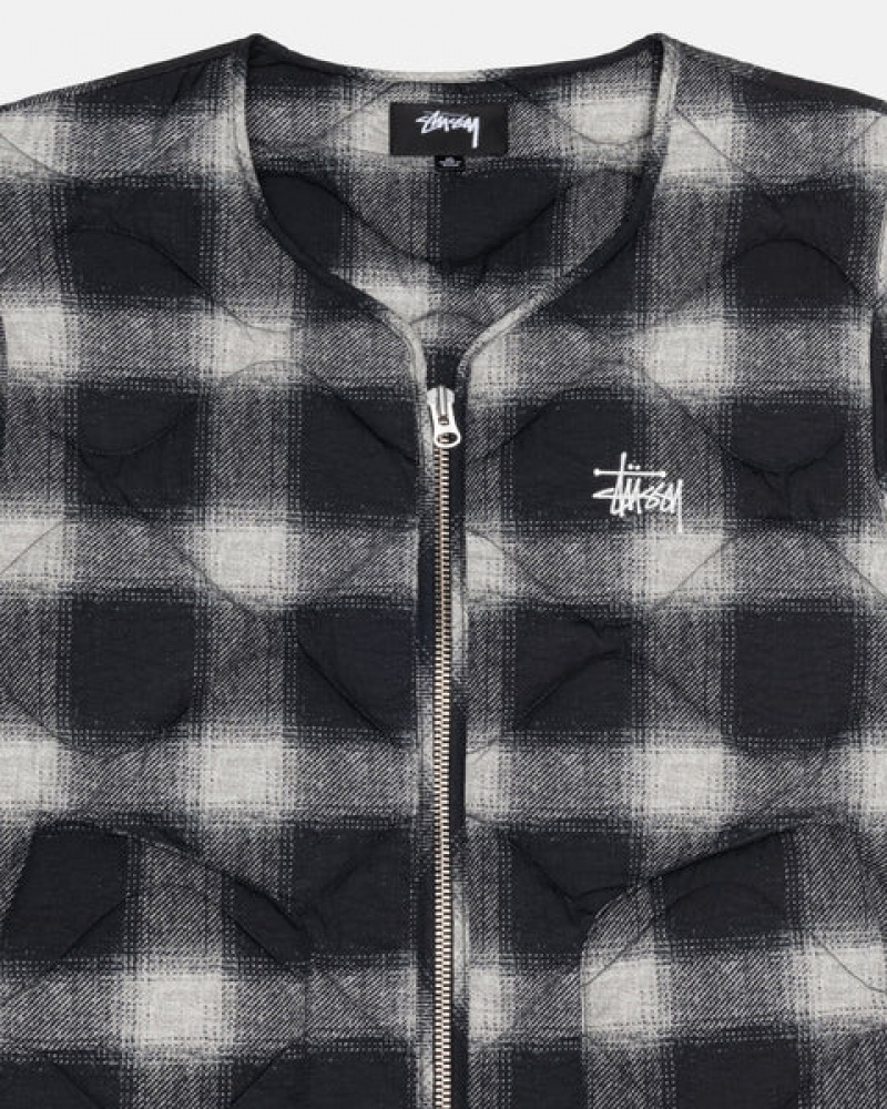 Stussy Plaid Najlon Liner Vest Moški Telovnik Črne Slovenija | SRJ-3032