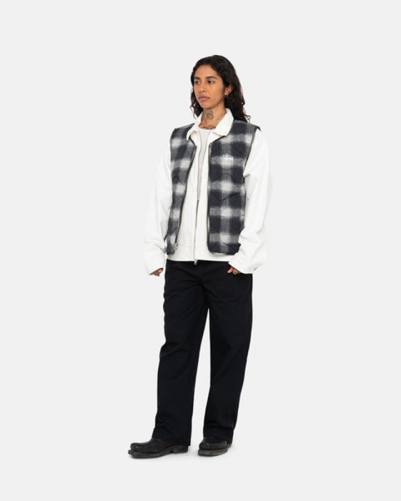 Stussy Plaid Najlon Liner Vest Moški Telovnik Črne Slovenija | SRJ-3032