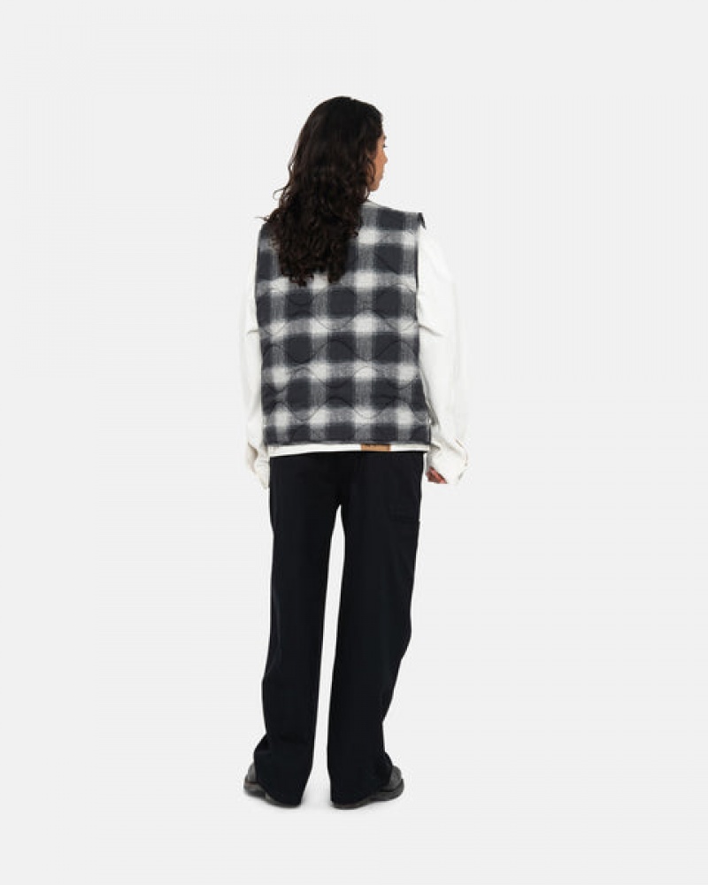 Stussy Plaid Najlon Liner Vest Moški Telovnik Črne Slovenija | SRJ-3032