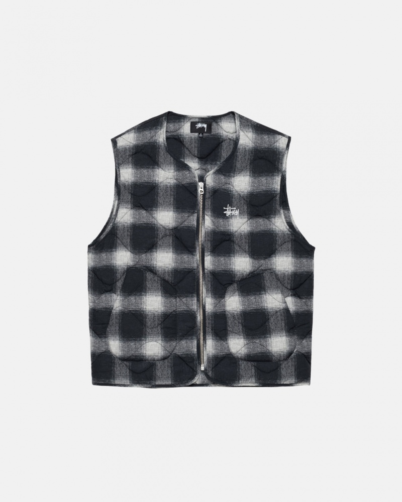 Stussy Plaid Najlon Liner Vest Moški Telovnik Črne Slovenija | SRJ-3032