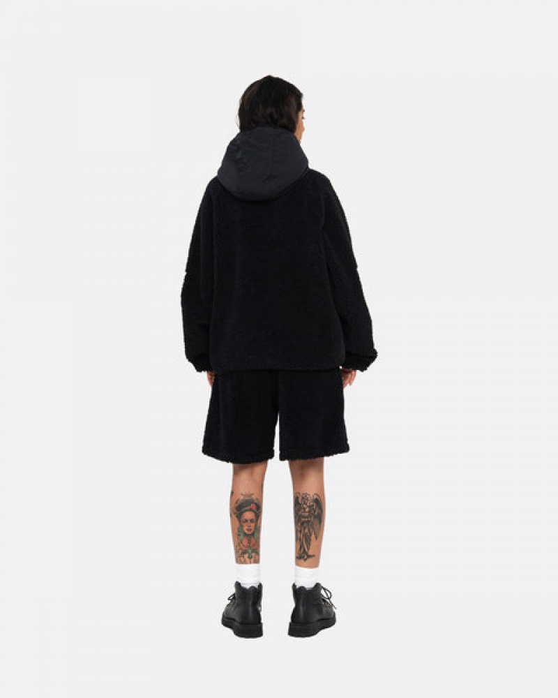 Stussy Sherpa Paneled Hooded Jacket Moški Jakne Črne Slovenija | ZYS-5808