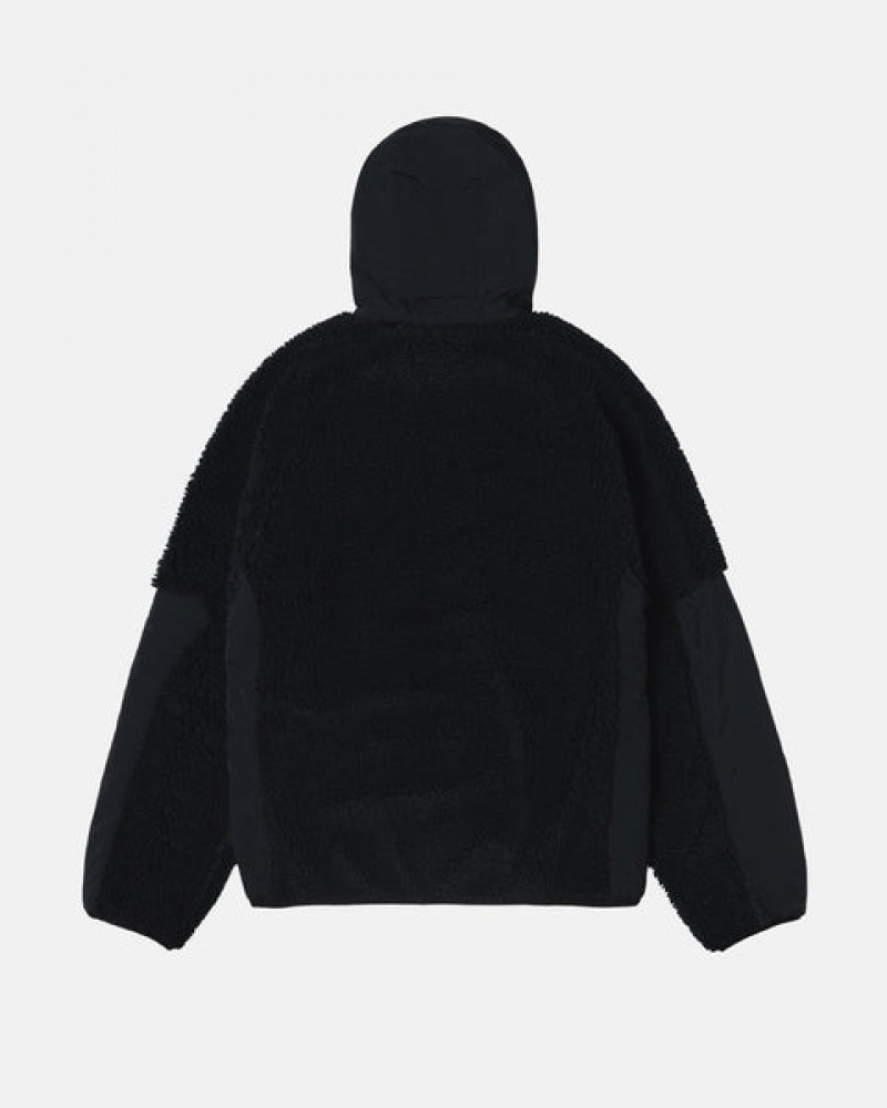 Stussy Sherpa Paneled Hooded Jacket Moški Jakne Črne Slovenija | ZYS-5808