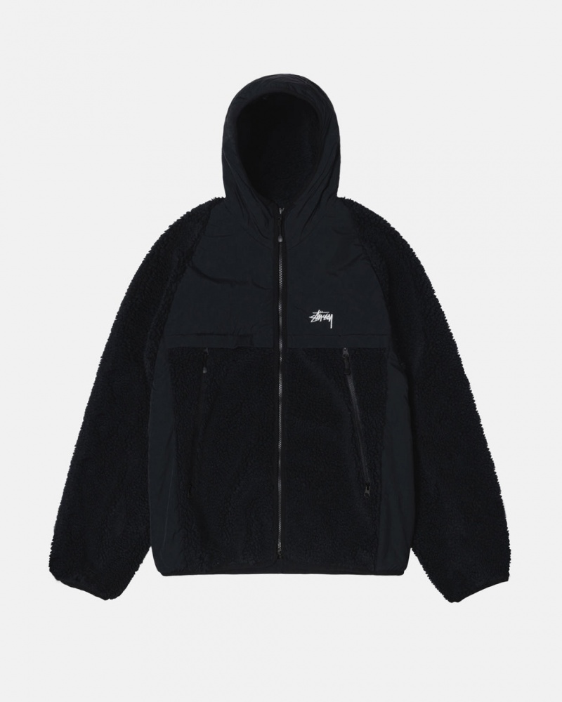 Stussy Sherpa Paneled Hooded Jacket Moški Jakne Črne Slovenija | ZYS-5808