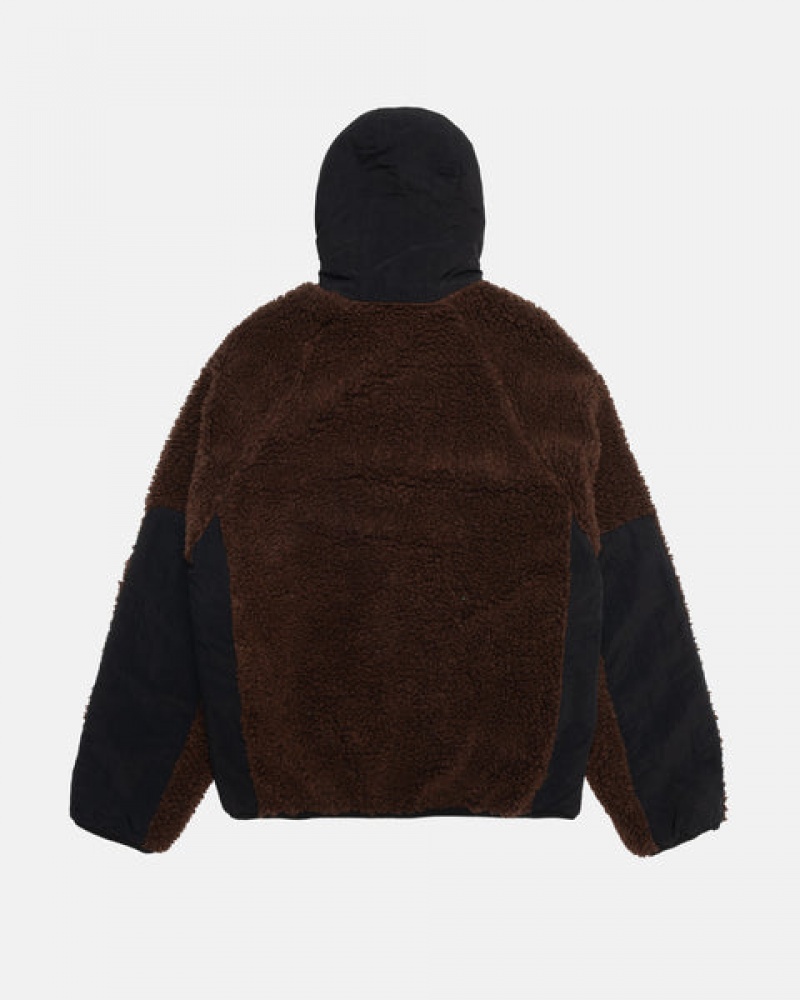 Stussy Sherpa Paneled Hooded Jacket Moški Jakne Rjave Slovenija | QVK-5146