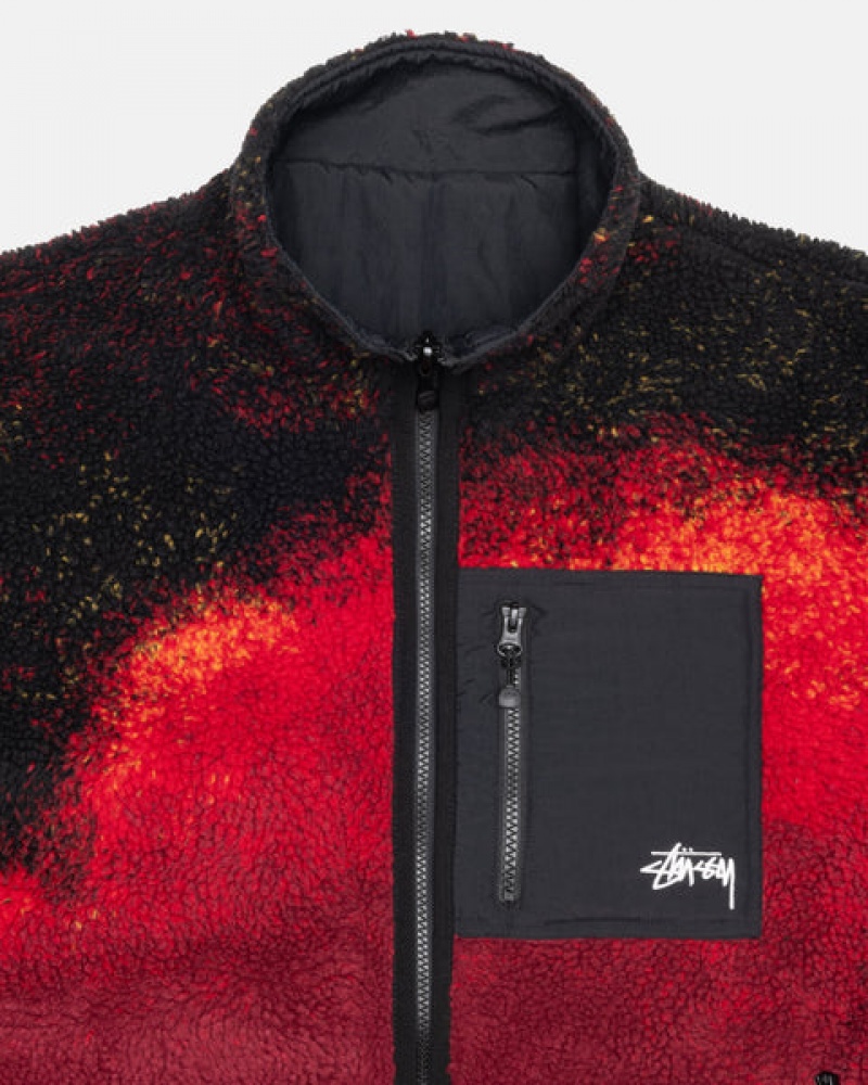 Stussy Sherpa Reversible Jacket Moški Jakne Črne Rdeče Slovenija | QQF-5858