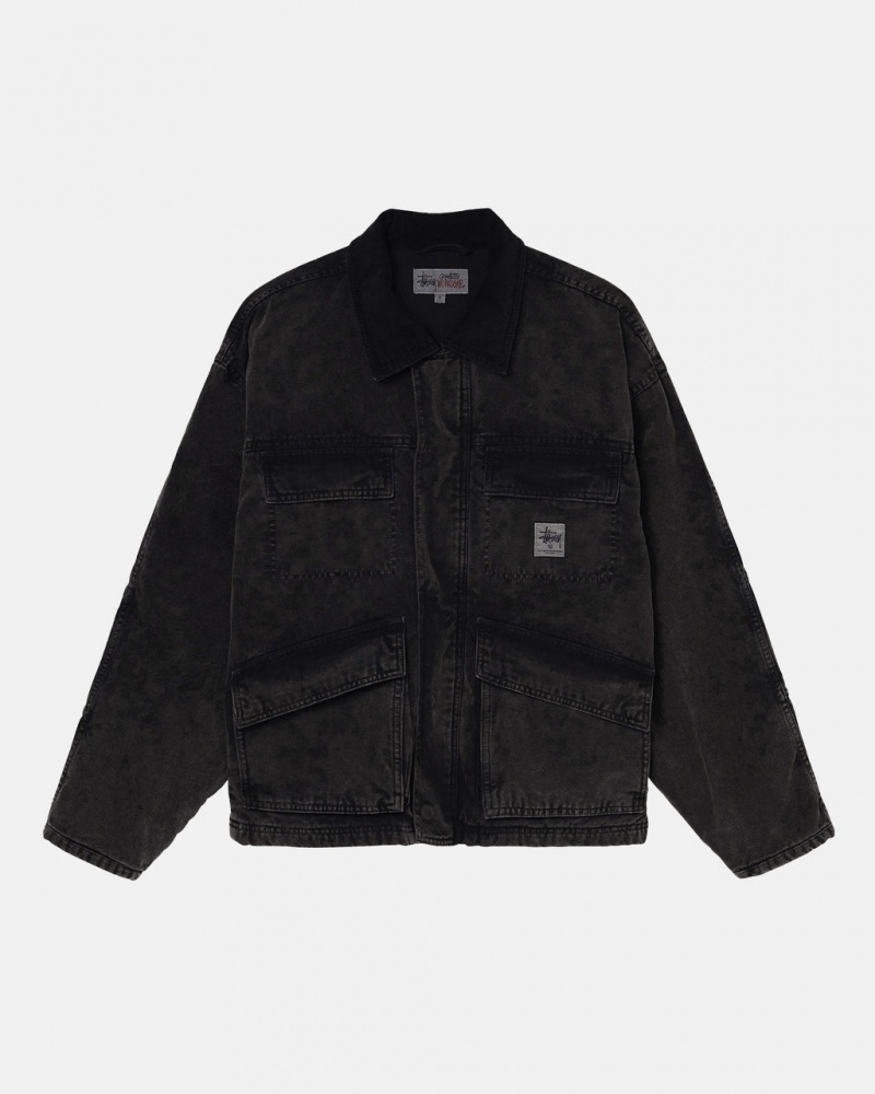 Stussy Shop Jacket Washed Canvas Ženski Jakne Črne Slovenija | JSO-2198