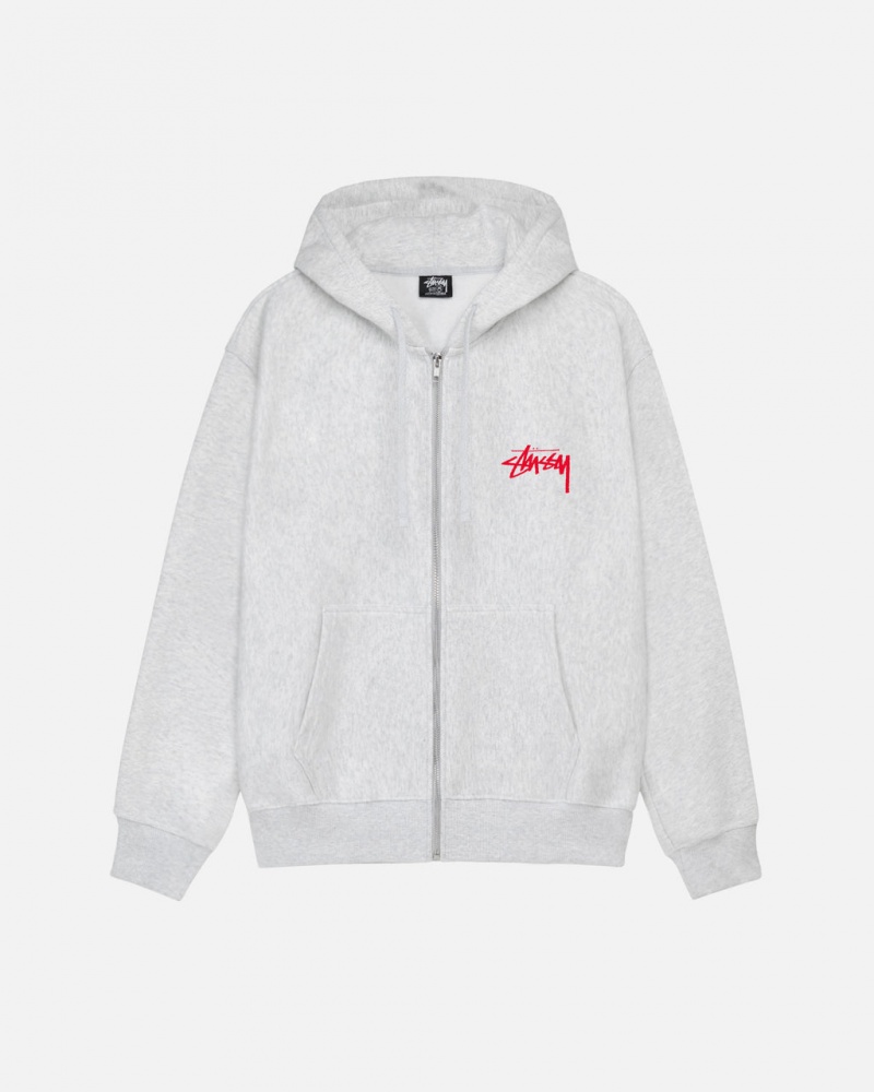 Stussy Skate Tough Zip Hoodie Moški Pulover s Kapuco Sive Slovenija | WVC-7049