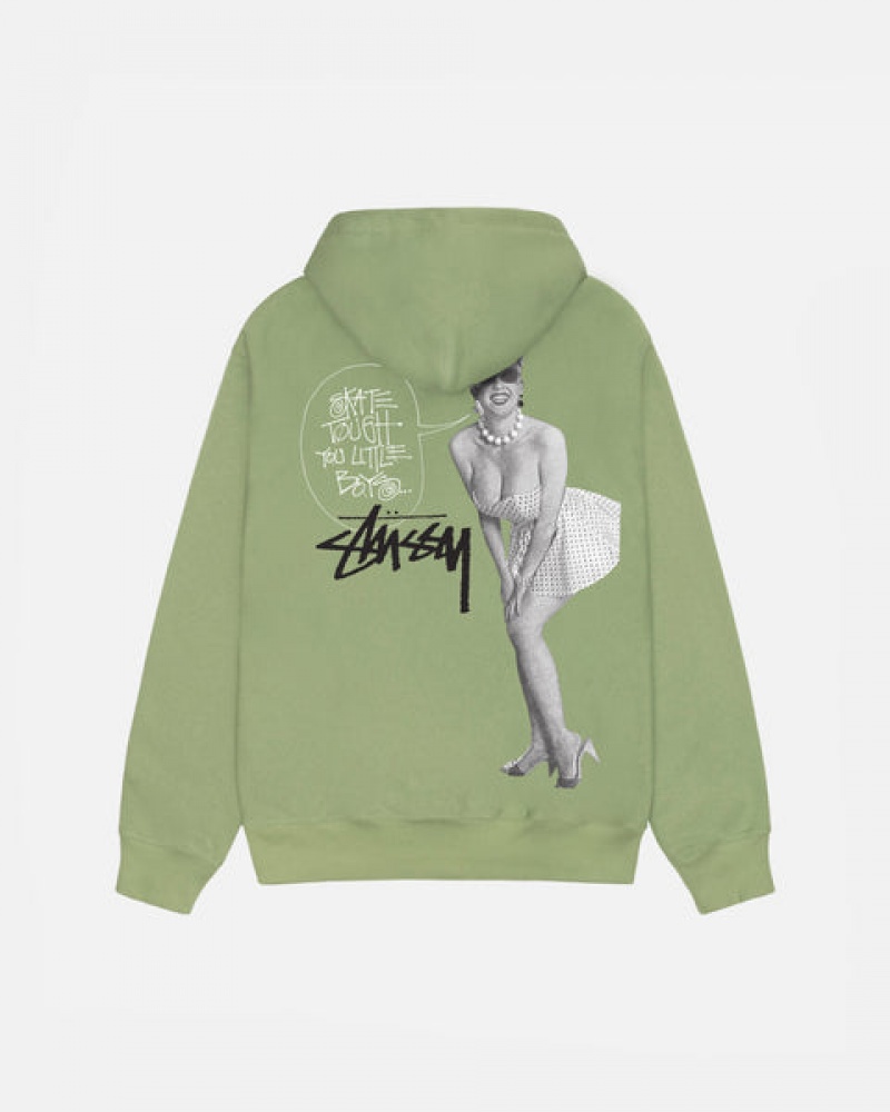 Stussy Skate Tough Zip Hoodie Ženski Pulover s Kapuco Zelene Slovenija | ZZQ-9207