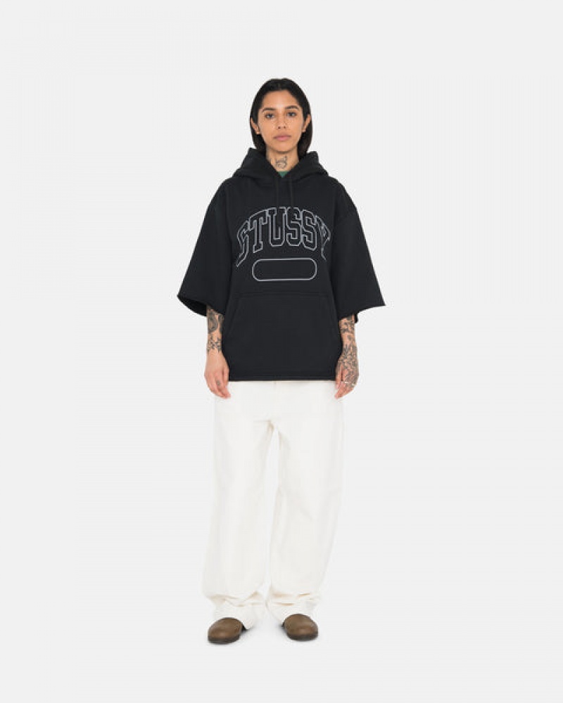 Stussy Ss Boxy Cropped Hoodie Moški Pulover s Kapuco Črne Slovenija | MUU-5501