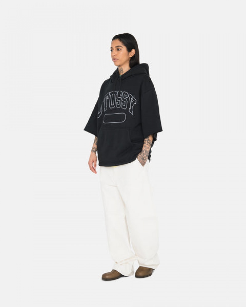 Stussy Ss Boxy Cropped Hoodie Moški Pulover s Kapuco Črne Slovenija | MUU-5501