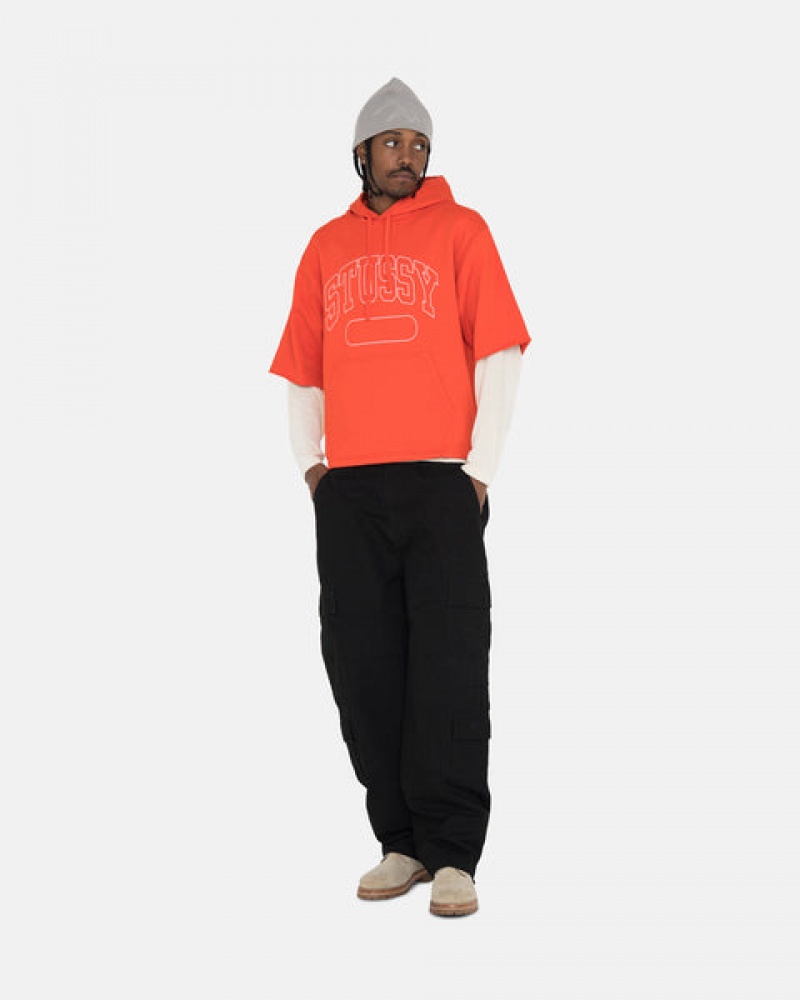 Stussy Ss Boxy Cropped Hoodie Moški Pulover s Kapuco Temno Oranžne Slovenija | RKT-0131