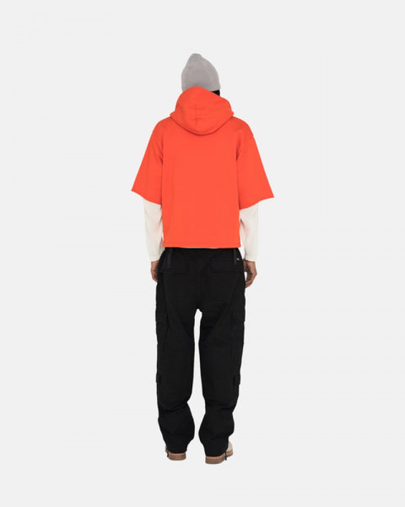 Stussy Ss Boxy Cropped Hoodie Moški Pulover s Kapuco Temno Oranžne Slovenija | RKT-0131