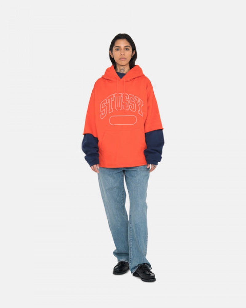 Stussy Ss Boxy Cropped Hoodie Moški Pulover s Kapuco Temno Oranžne Slovenija | RKT-0131