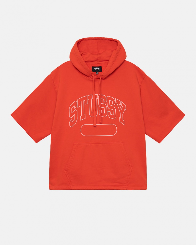 Stussy Ss Boxy Cropped Hoodie Moški Pulover s Kapuco Temno Oranžne Slovenija | RKT-0131