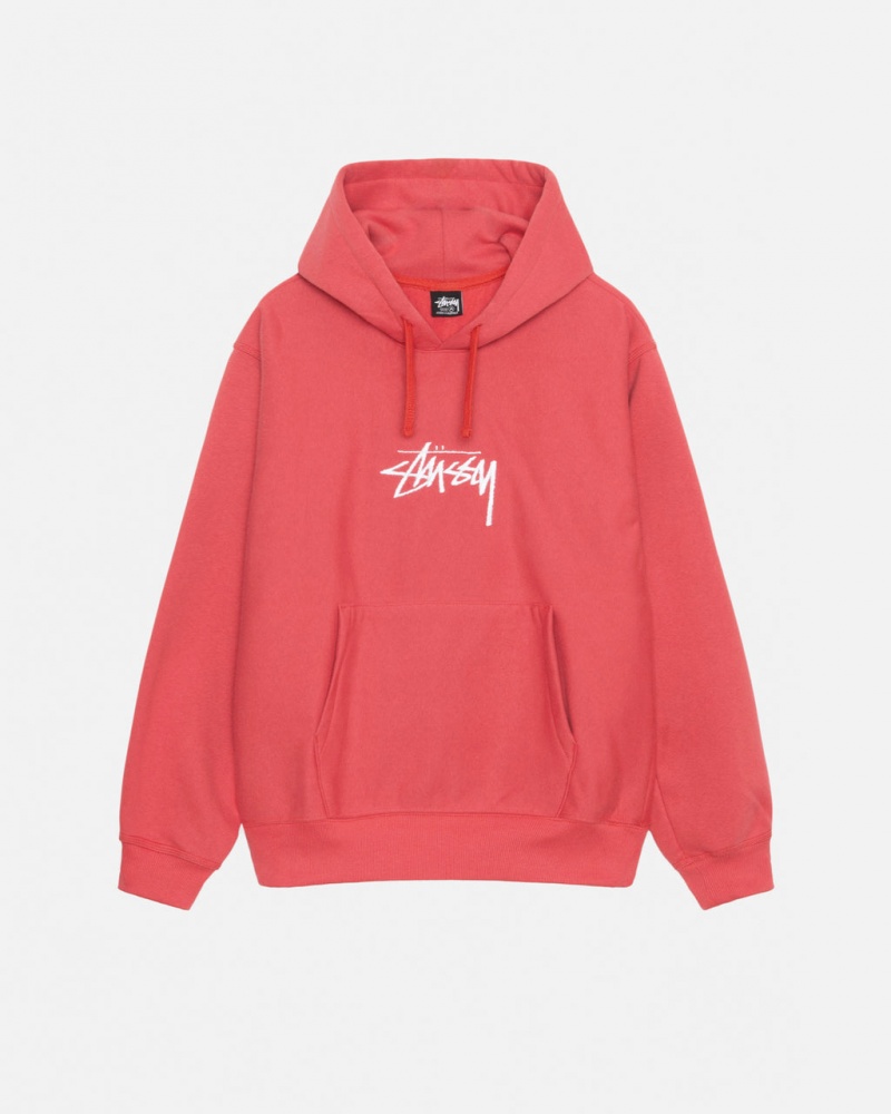 Stussy Stock Logo Applique Hood Moški Puloverji Rdeče Slovenija | QLI-0162