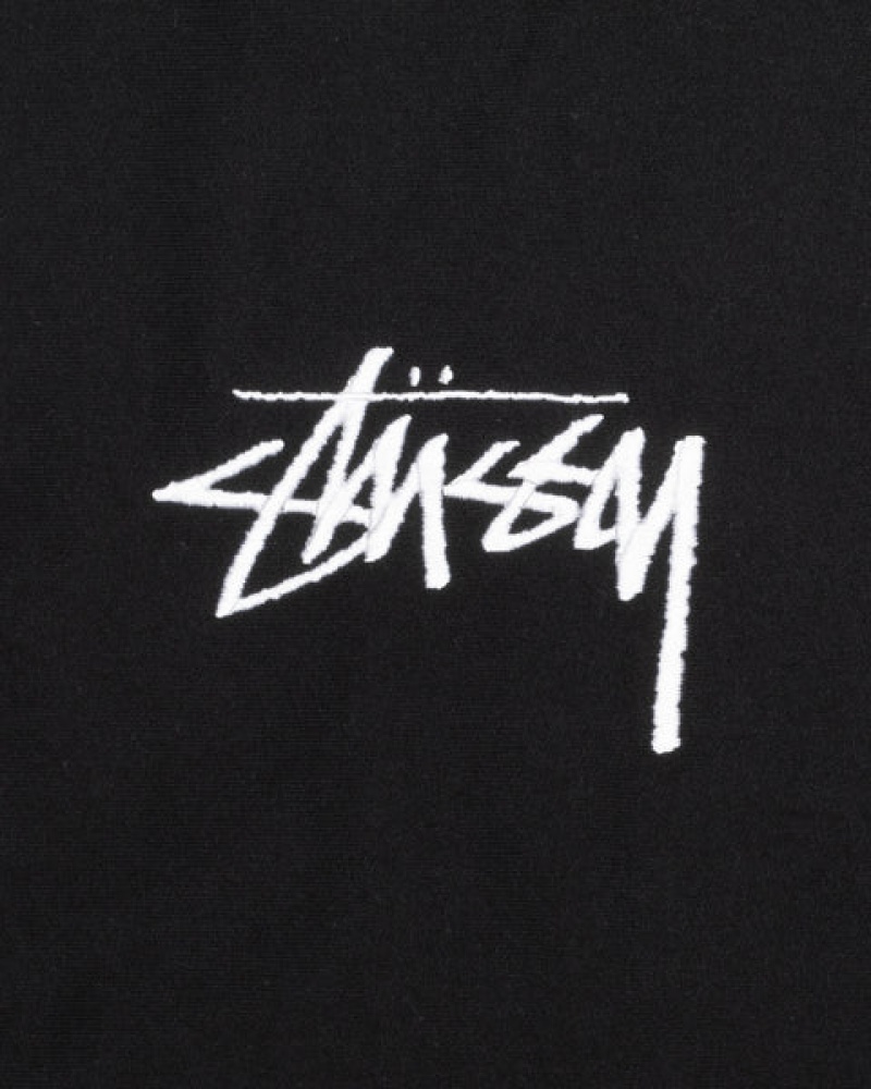 Stussy Stock Logo Applique Hoodie Moški Pulover s Kapuco Črne Slovenija | BBW-6633