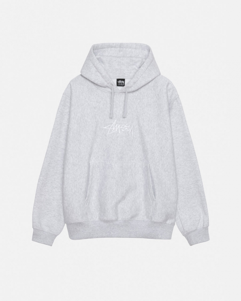 Stussy Stock Logo Applique Hoodie Moški Pulover s Kapuco Sive Slovenija | KWM-4119