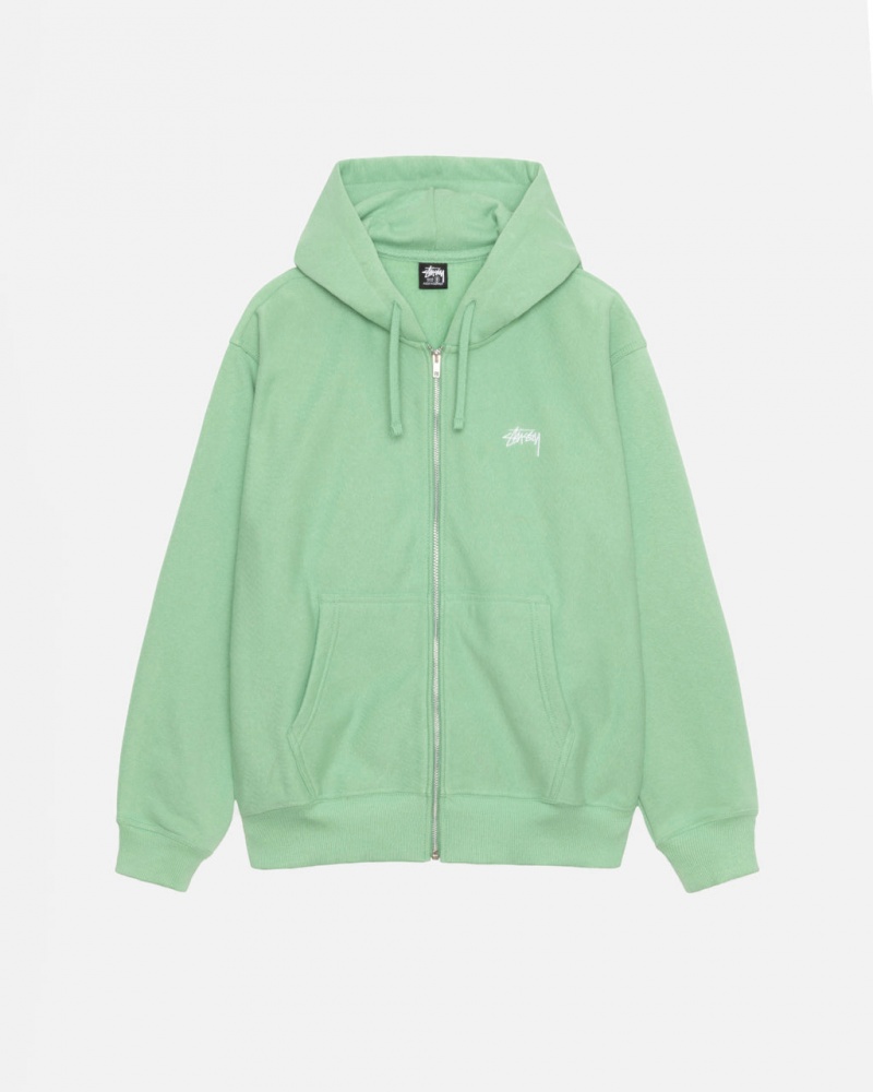 Stussy Stock Logo Zip Hood Ženski Puloverji Zelene Slovenija | DLS-0493