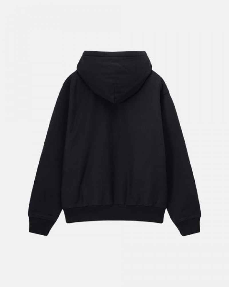 Stussy Stock Logo Zip Hoodie Ženski Pulover s Kapuco Črne Slovenija | RDU-3678