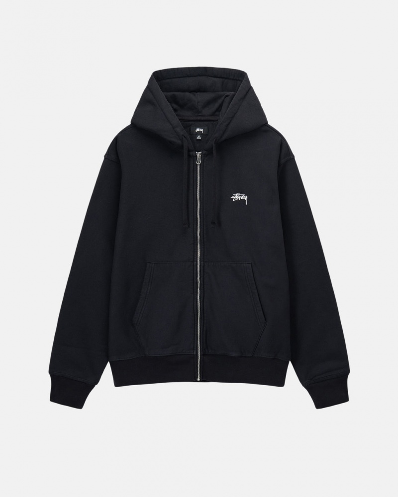 Stussy Stock Logo Zip Hoodie Ženski Pulover s Kapuco Črne Slovenija | RDU-3678