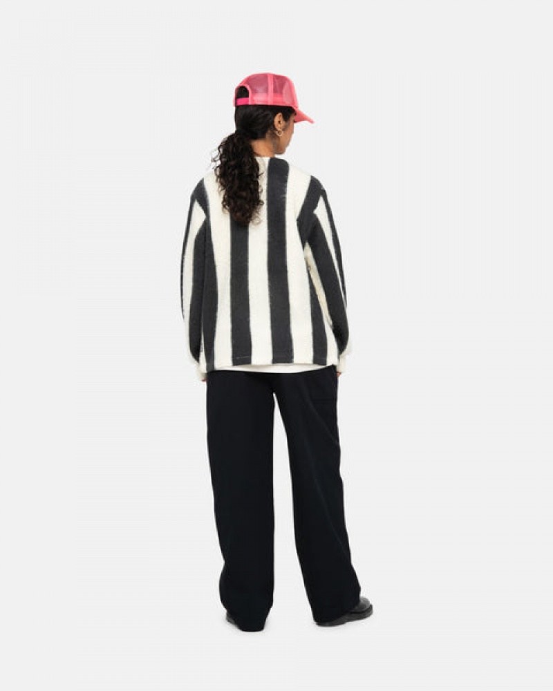 Stussy Stripe Brushed Cardigan Moški Puloverji Bež Slovenija | UEI-3044