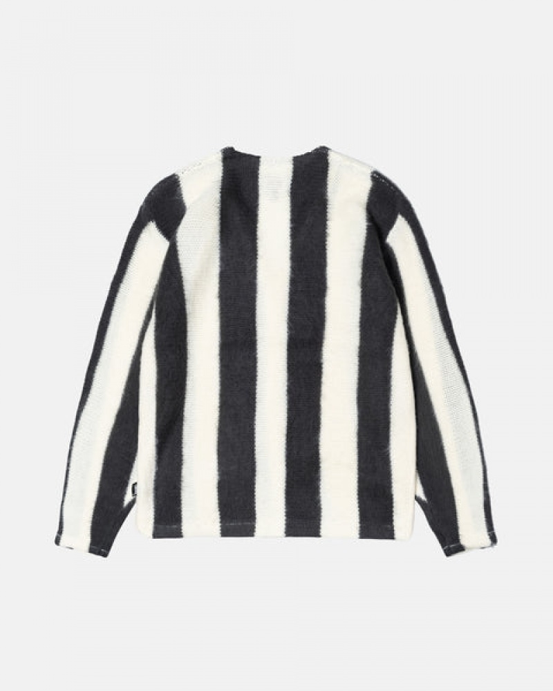 Stussy Stripe Brushed Cardigan Moški Puloverji Bež Slovenija | UEI-3044