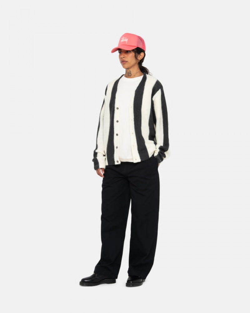 Stussy Stripe Brushed Cardigan Moški Puloverji Bež Slovenija | UEI-3044