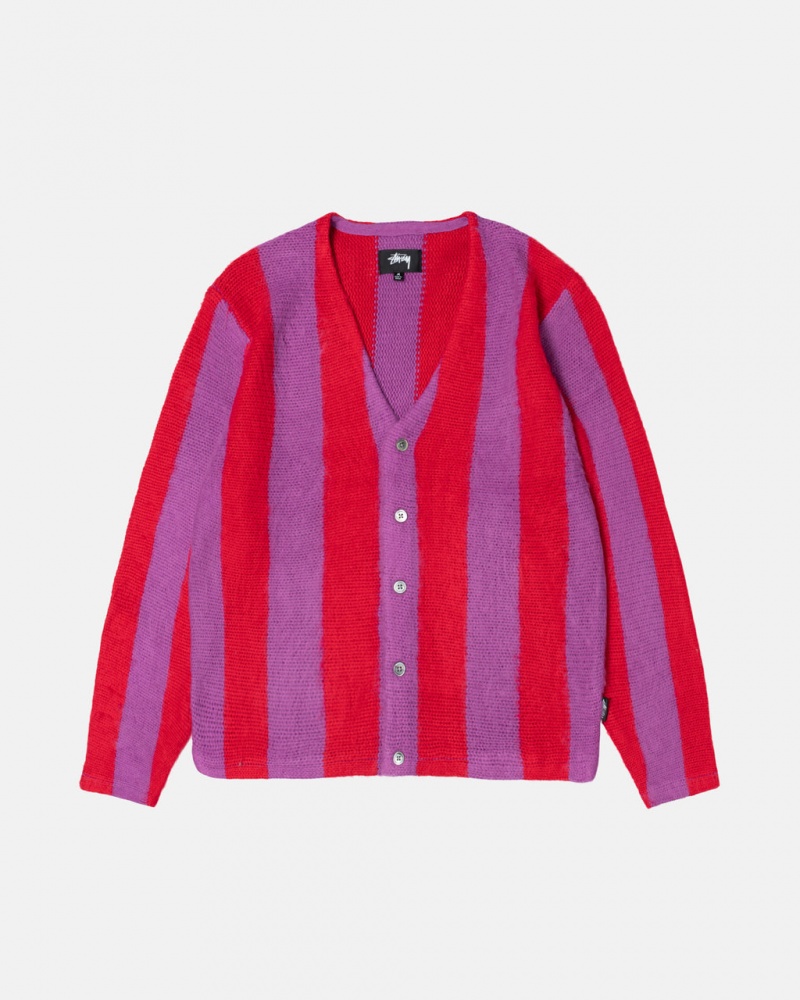 Stussy Stripe Brushed Cardigan Moški Puloverji Vijolične Slovenija | JKJ-9480