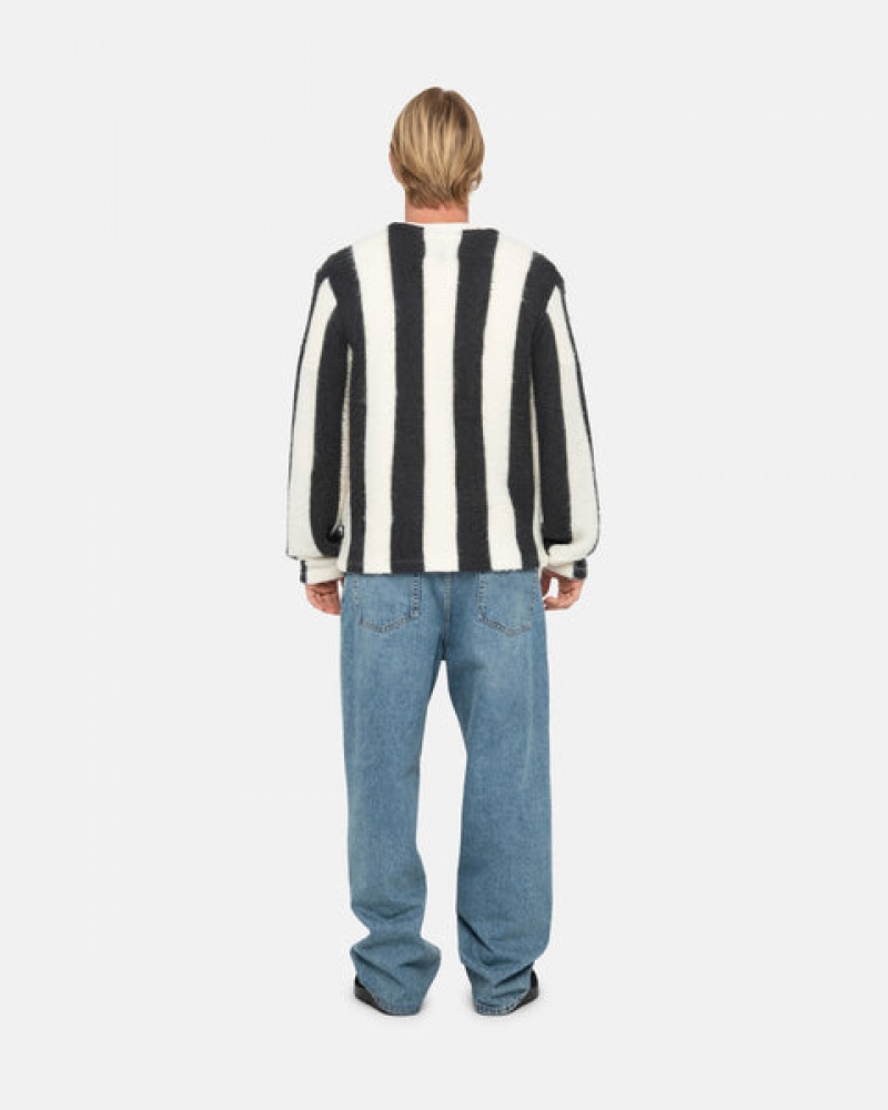 Stussy Stripe Brushed Cardigan Ženski Puloverji Bež Slovenija | VIU-3722