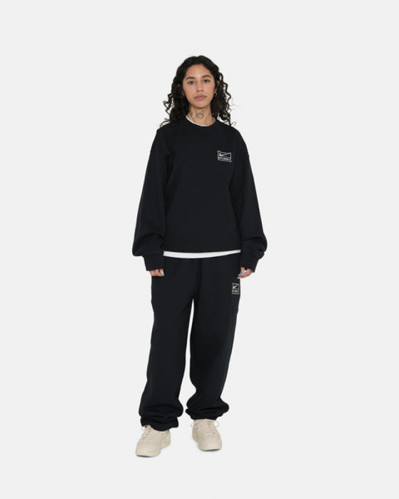 Stussy Stone Wash Fleece Crew Ženski Puloverji Črne Slovenija | PAB-3857