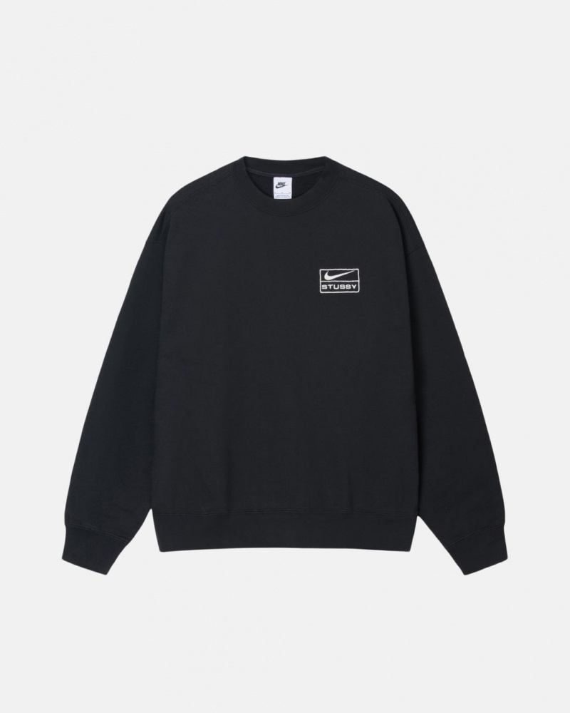 Stussy Stone Wash Fleece Crew Moški Puloverji Črne Slovenija | LIT-8554