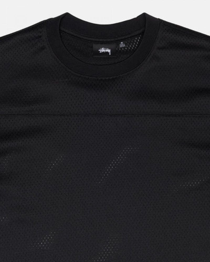 Stussy Surfman Mesh Football Jersey Moški Topi Črne Slovenija | XSB-4591