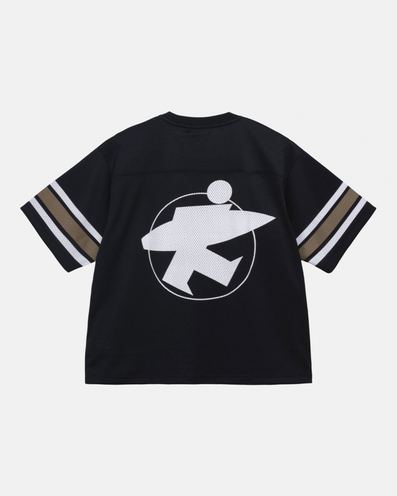 Stussy Surfman Mesh Football Jersey Moški Topi Črne Slovenija | XSB-4591