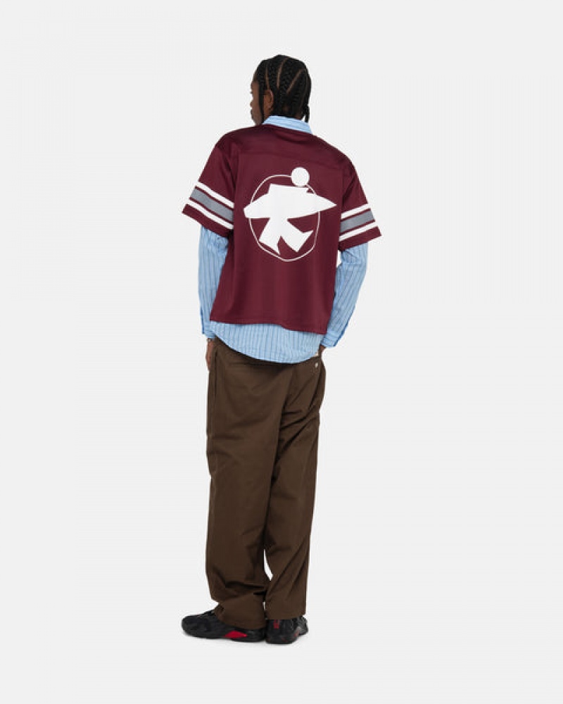 Stussy Surfman Mesh Football Jersey Moški Topi Bordo Slovenija | IVZ-2015