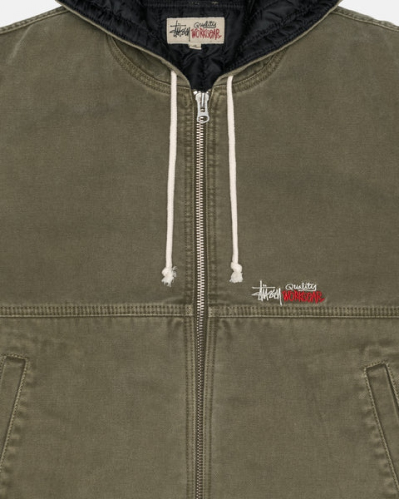 Stussy Work Jacket Insulated Canvas Moški Jakne Olivno Zelene Slovenija | CWM-0203