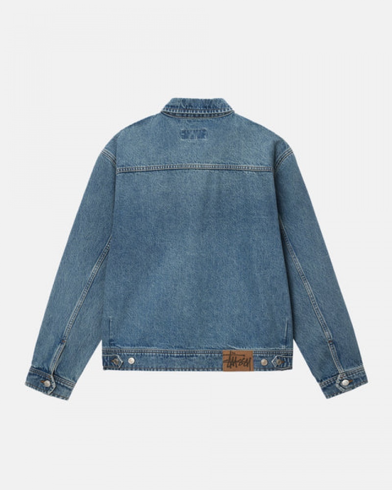 Stussy Zip Work Jacket Denim Moški Jakne Modre Slovenija | FWE-1920