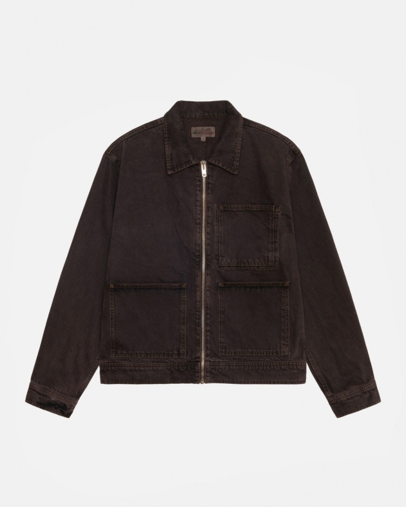 Stussy Zip Work Jacket Denim Ženski Denim Črne Slovenija | ULF-0670