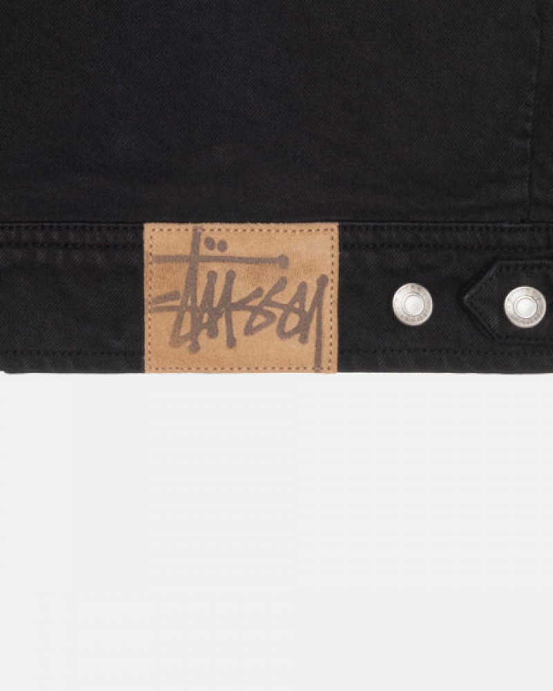 Stussy Zip Work Jacket Overdyed Ženski Denim Črne Črne Slovenija | RLQ-3061